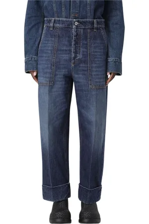 Bottega Veneta Femme, Jeans, Bleu, Taille: 36 FR Jean Denim Bleu avec Ourlet Relevé