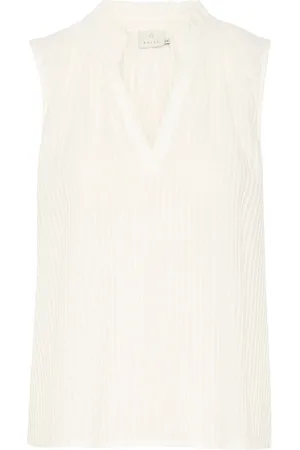 Kaffe Femme, Tops, Blanc, Taille: 40 FR Haut Féminin Rayé avec Col en V
