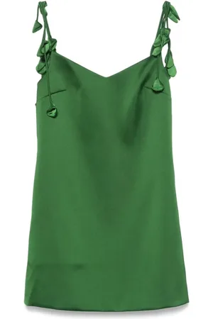 Self-Portrait Femme, Robes, Vert, Taille: 36 FR Robe Verte en Satin à Bretelles