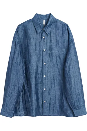 Sunflower Homme, Chemises, Bleu, Taille: L Chemise Classique en Lin Bleu avec Col