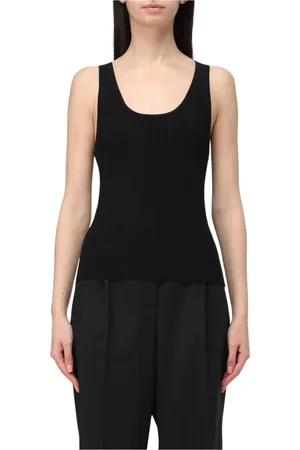 Michael Kors Femme, Tops, Noir, Taille: 40 FR Débardeur Chic Noir en Tricot Côtelé Sans Manches