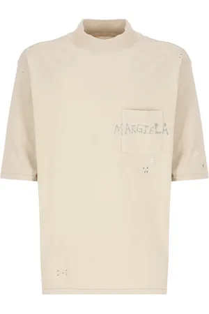 Maison Margiela Homme, Tops, , Taille: XS T-shirt en Coton Déchiré avec Logo