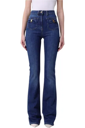 Elisabetta Franchi Femme, Jeans, Bleu, Taille: W29 Jean évasé taille haute