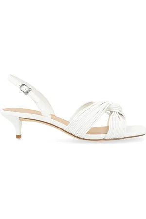 Michael Kors Femme, Chaussures, Blanc, Taille: 38 1/2 EU Sandale Kitten Blanche Style Alessia