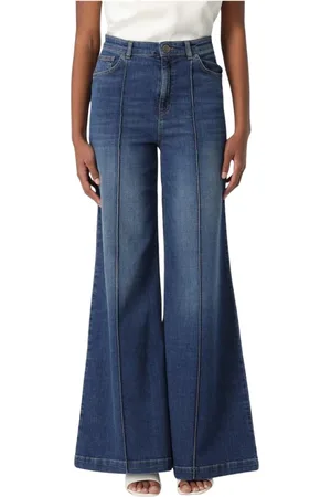 Twin-Set Femme, Jeans, Bleu, Taille: W30 Jean taille haute à jambes larges