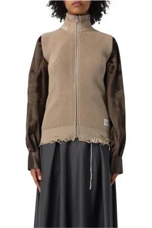 Maison Margiela Femme, Pulls, , Taille: 38 FR Gilet à Fermeture Éclair Tricoté