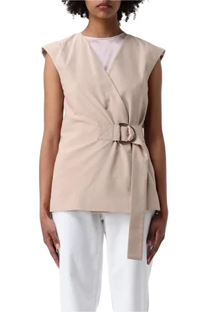 Liu Jo Femme, Vestes, Brun, Taille: 34 FR Wrap Sleeveless Waistcoat Jacket