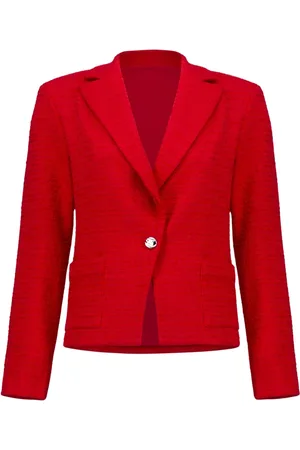Joseph Ribkoff Femme, Vestes, Rouge, Taille: 44 FR Blazer Bouclé Texturé avec Poches