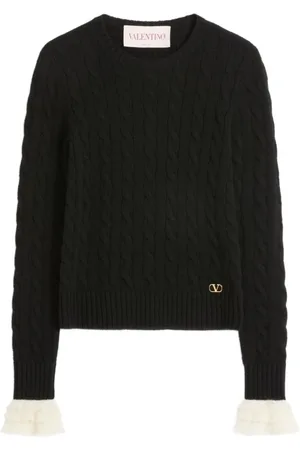 VALENTINO GARAVANI Femme, Pulls, Noir, Taille: 38 FR Pull en Cachemire Noir avec Logo V