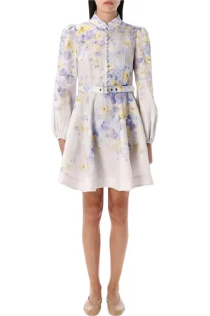 ZIMMERMANN Femme, Robes, Multicolore, Taille: 40 FR Élégante Robe Mini en Lin Floral