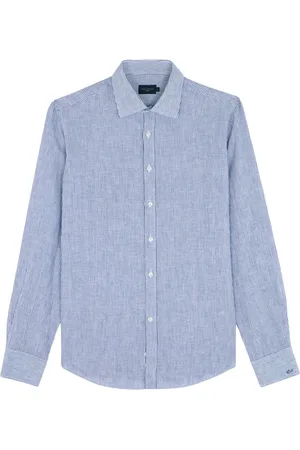 Paul & Shark Homme, Chemises, Bleu, Taille: 3XL Chemise en lin à col français
