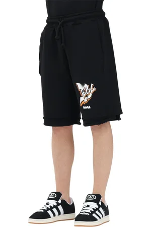 DISCLAIMER Homme, Shorts, Noir, Taille: M Shorts Sportifs Noirs avec Logo Graffiti