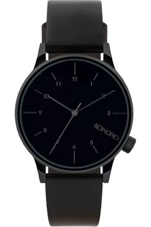 Komono Homme, Accessoires, Gris, Taille: ONE Size Montre Analogique Homme en Cuir Gunmetal