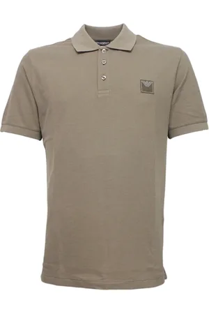 Emporio Armani Homme, Tops, Brun, Taille: XL Polo en coton avec col boutonné