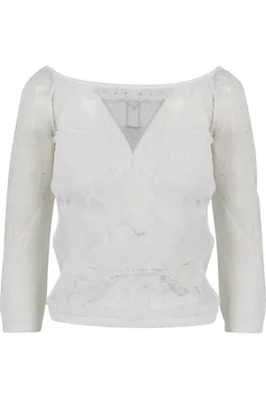 Alberta Ferretti Femme, Blouses et Chemises, Blanc, Taille: 34 FR Haut en tricot filet en viscose Bianco
