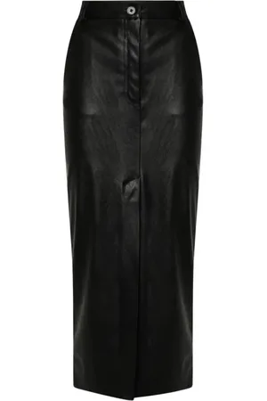 Pinko Femme, Jupes, Noir, Taille: 40 FR Jupe noire en cuir avec poches diagonales