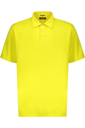MOORER Homme, Tops, Jaune, Taille: 2XL Polo en Coton avec Fentes Latérales