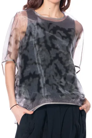 Annette Görtz Femme, Blouses et Chemises, Noir, Taille: 38 FR Chemisier superposé en mesh Sable/Noir