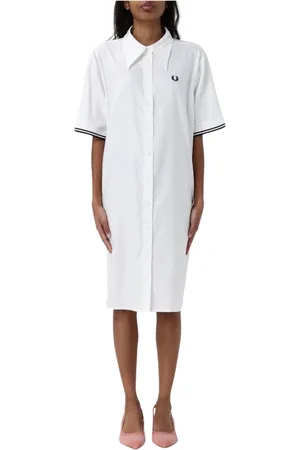 Fred Perry Femme, Robes, Blanc, Taille: 40 FR Robe Polo avec Logo Brodé