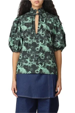 Ganni Femme, Blouses et Chemises, Vert, Taille: 38 FR Chemisier Floral Imprimé