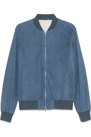 BARBA Homme, Vestes, Bleu, Taille: 4XL Veste en daim à fermeture éclair