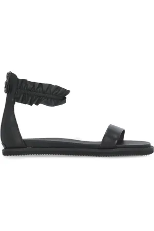 Cult Femme, Chaussures, Noir, Taille: 40 EU Sandales noires en cuir avec bride de cheville et strass