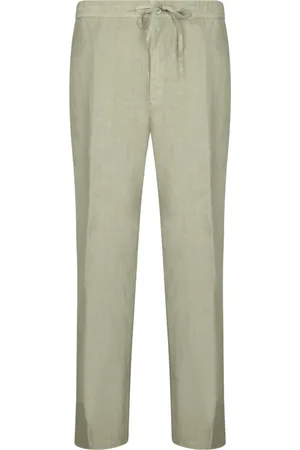 120% Lino Homme, Pantalons, Vert, Taille: XL Pantalon en lin vert à cordon