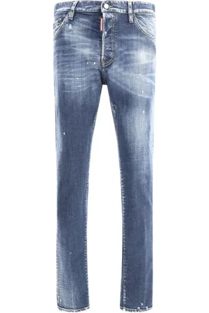 Dsquared2 Homme, Jeans, Bleu, Taille: S Jeans en Coton avec Patch Logo en Cuir