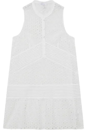 Patrizia Pepe Femme, Robes, Blanc, Taille: 36 FR Robe Mini Blanche en Sangallo avec Encolure Goutte