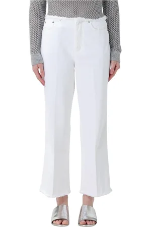 Michael Kors Femme, Jeans, Blanc, Taille: 42 FR Jean Large Blanc Ourlet Effiloché