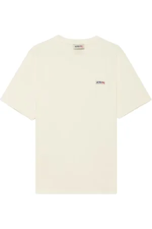 Autry Homme, Tops, , Taille: S T-shirt Blanc en Coton avec Logo