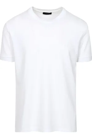 FAY Homme, Tops, Blanc, Taille: 2XL Coton Piqué Motif T-shirt à Manches Courtes