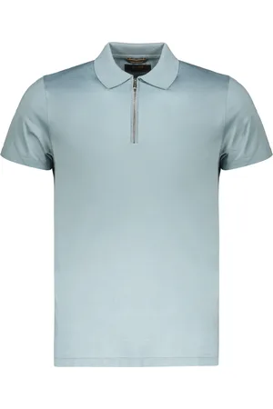MOORER Homme, Tops, Gris, Taille: XL Polo en coton avec fentes latérales