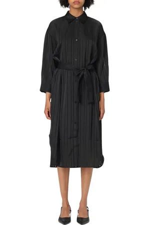Armani Exchange Femme, Robes, Noir, Taille: 38 FR Robe Noire à Rayures Verticales
