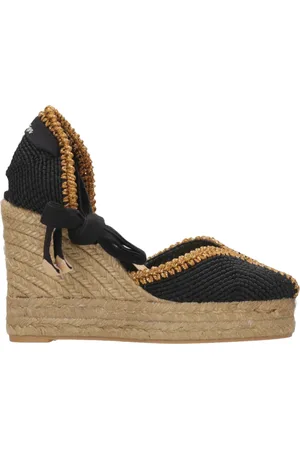 Castaner Femme, Chaussures, Noir, Taille: 35 EU Sandales Noires en Jute avec Lacets Cheville