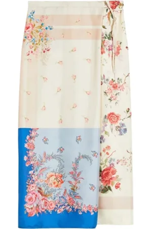 Max Mara Femme, Jupes, Multicolore, Taille: 40 FR Jupe Portefeuille en Soie Patchwork Peggi