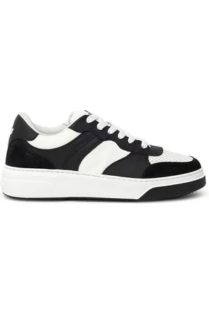 Dsquared2 Homme, Chaussures, Noir, Taille: 40 EU Baskets en Cuir Noir et Blanc