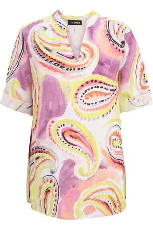 DORIS S Femme, Blouses et Chemises, Multicolore, Taille: 48 FR Chemisier en lin à imprimé Paisley