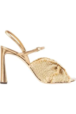 Jimmy Choo Femme, Chaussures, Jaune, Taille: 38 1/2 EU Sandales dorées avec métallique