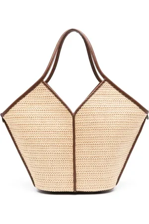 Hereu Femme, Sacs, Brun, Taille: ONE Size Sac Fourre-Tout en Cuir Tressé Marron