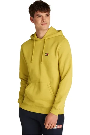 Tommy Hilfiger Homme, Sweatshirts et sweats à capuche, Jaune, Taille: L Sweat à capuche jaune en coton