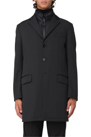 FAY Homme, Manteaux, Noir, Taille: 2XL Manteau Classique Noir Doublure Amovible