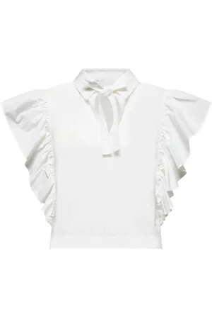 Silvian Heach Femme, Blouses et Chemises, Blanc, Taille: 42 FR Chemisier à volants