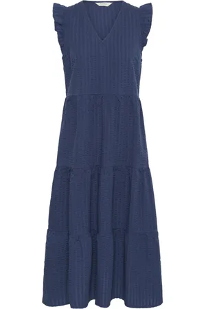Part Two Femme, Robes, Bleu, Taille: 44 FR Robe Féminine avec Détails à Volants