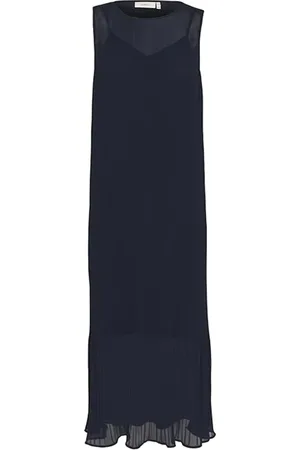 INWEAR Femme, Robes, Bleu, Taille: 46 FR Robe en Maille Simple Bleu Marine