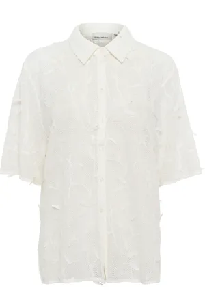 Karen by Simonsen Femme, Blouses et Chemises, Blanc, Taille: 48 FR Chemisier Blanc à Manches Demi