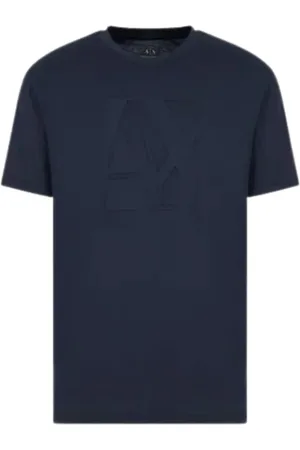 Armani Exchange Homme, Tops, Bleu, Taille: M T-shirt en Coton Bleu avec Logo