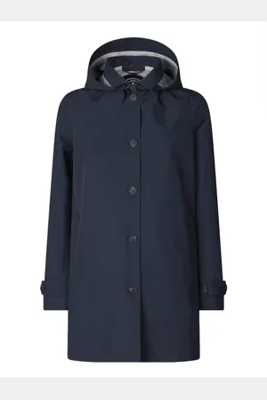 save the duck Femme, Vestes, Bleu, Taille: 38 FR Manteau de Pluie Bleu à Capuche Style April