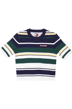 Tommy Hilfiger Femme, Pulls, Multicolore, Taille: 38 FR Haut à rayures à manches courtes