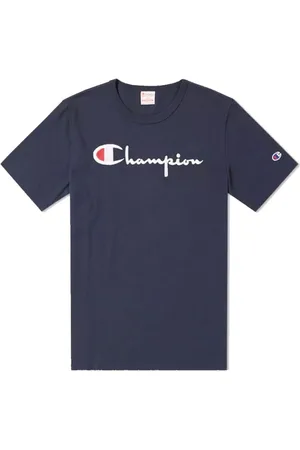 Champion Homme, Tops, Bleu, Taille: L T-Shirt Navy avec logo